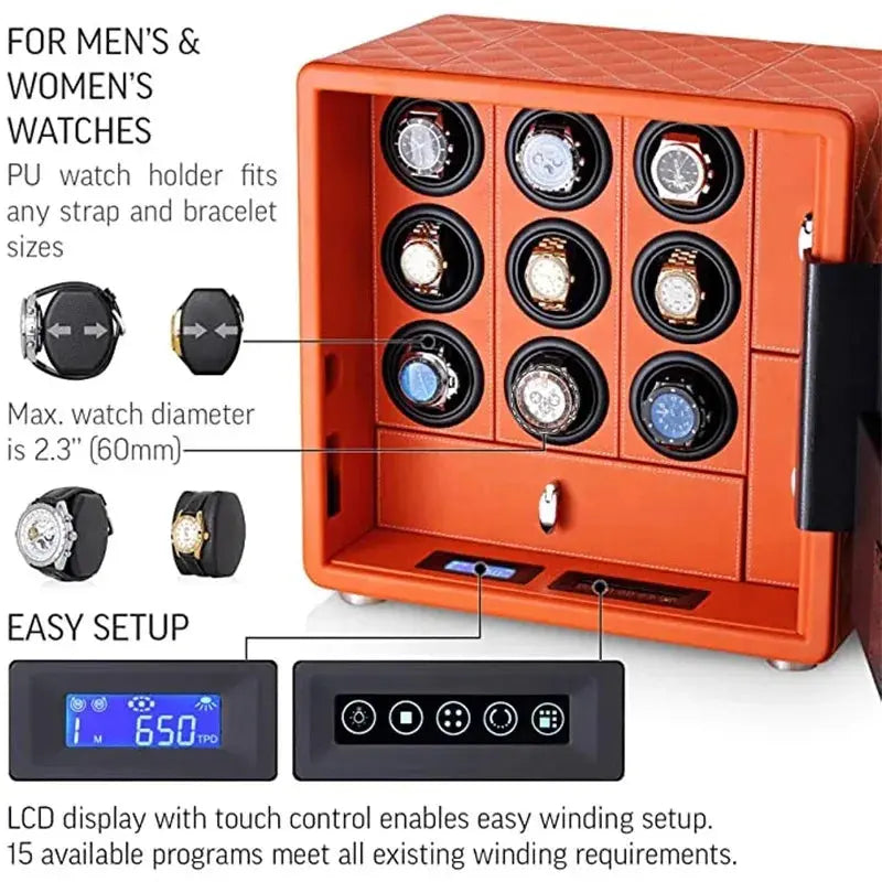 Safe Box Steel Automatic Watch Winder Intelligent fingerprint password My Store