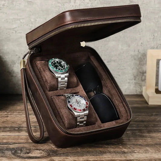 Genuine Leather Watch Travel Case Sunglasses Box My Store